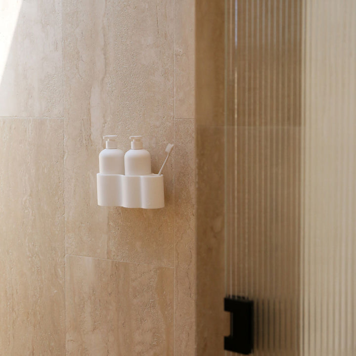 DESIGNSTUFF CURV Shower Caddy, Silicone/Adhesive, White