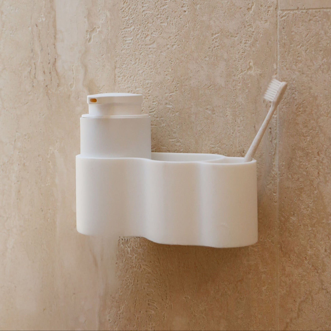 DESIGNSTUFF CURV Shower Caddy, Silicone/Adhesive, White