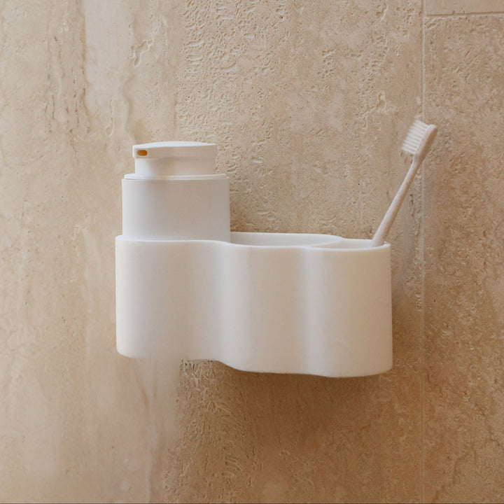 DESIGNSTUFF CURV Shower Caddy, Silicone/Adhesive, White