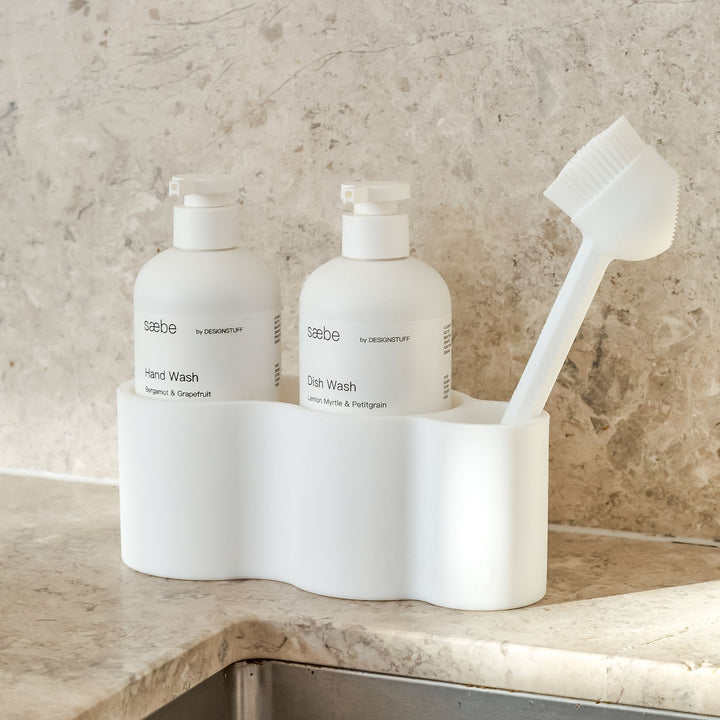 DESIGNSTUFF CURV Shower Caddy, Silicone/Adhesive, White