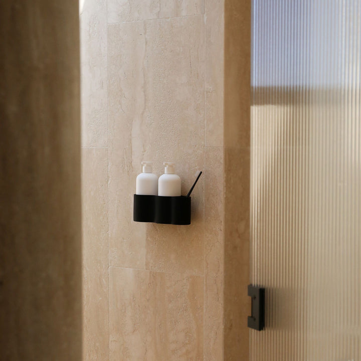 DESIGNSTUFF CURV Shower Caddy, Silicone/Adhesive, Black