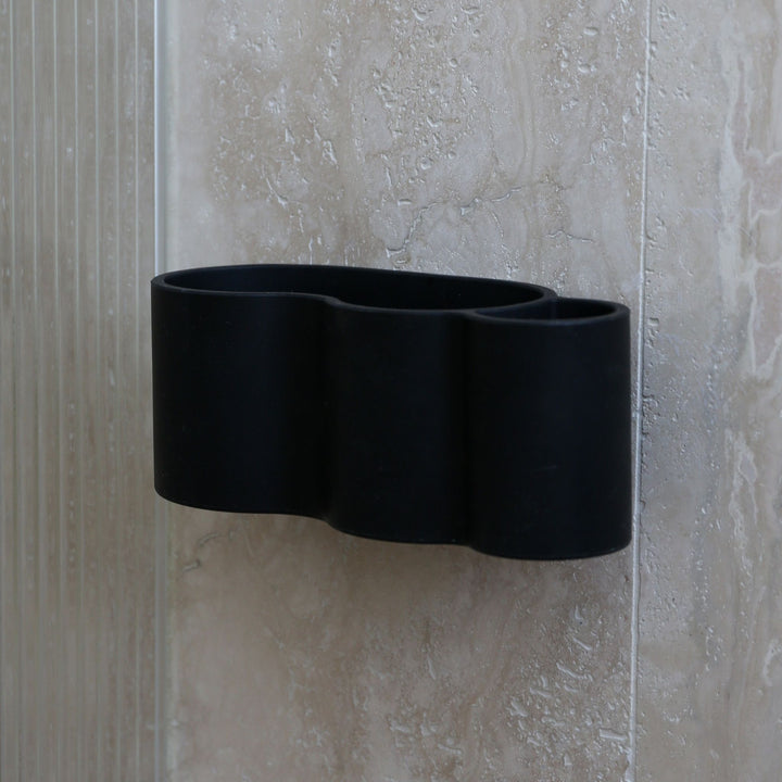 DESIGNSTUFF CURV Shower Caddy, Silicone/Adhesive, Black