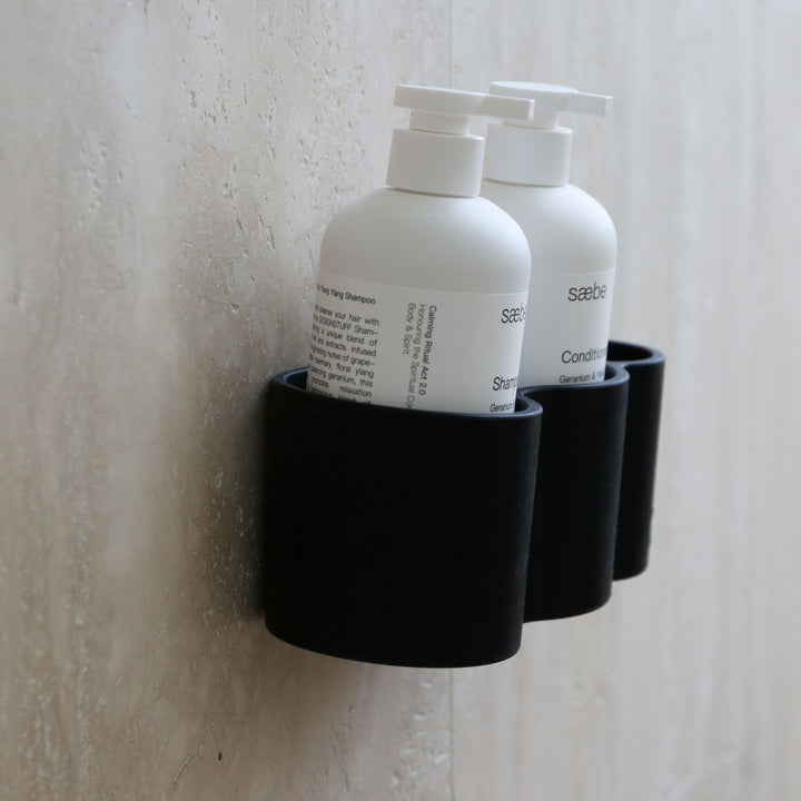 DESIGNSTUFF CURV Shower Caddy, Silicone/Adhesive, Black