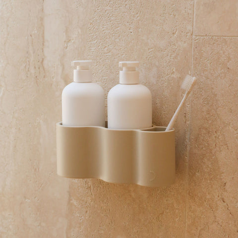 DESIGNSTUFF CURV Shower Caddy, Silicone/Adhesive, Sand