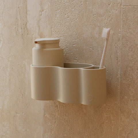DESIGNSTUFF CURV Shower Caddy, Silicone/Adhesive, Sand