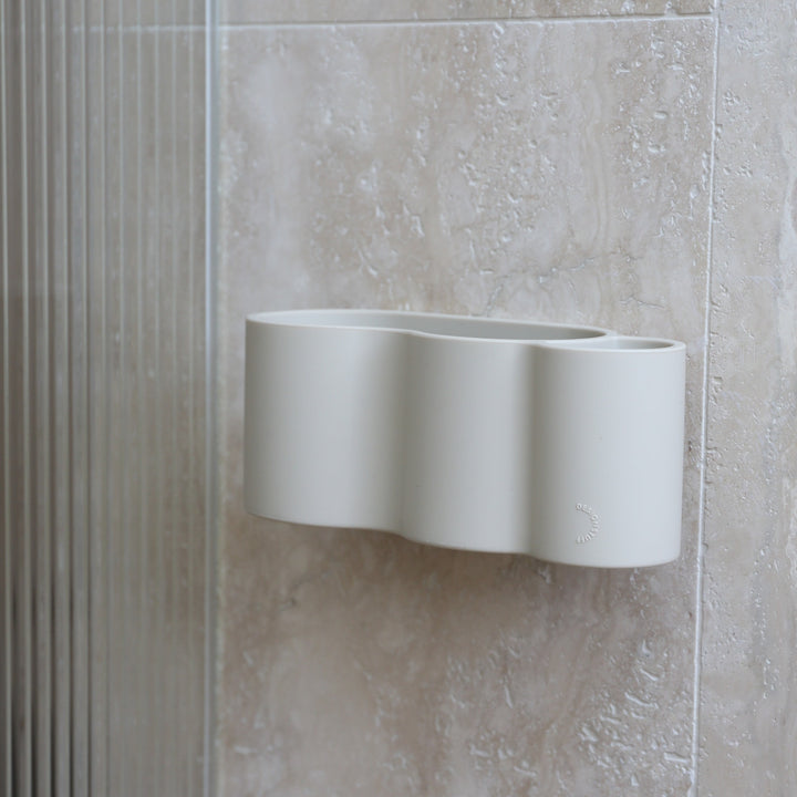 DESIGNSTUFF CURV Shower Caddy, Silicone/Adhesive, Light Grey