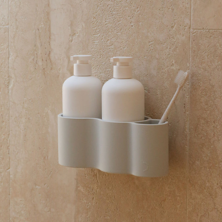 DESIGNSTUFF CURV Shower Caddy, Silicone/Adhesive, Light Grey
