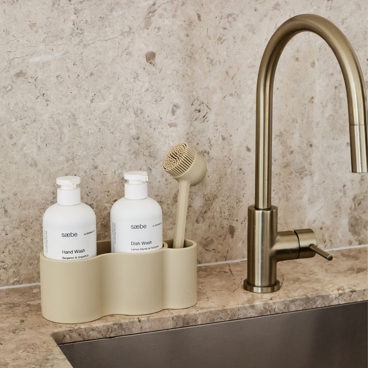 DESIGNSTUFF CURV Shower Caddy, Silicone/Adhesive, Sand