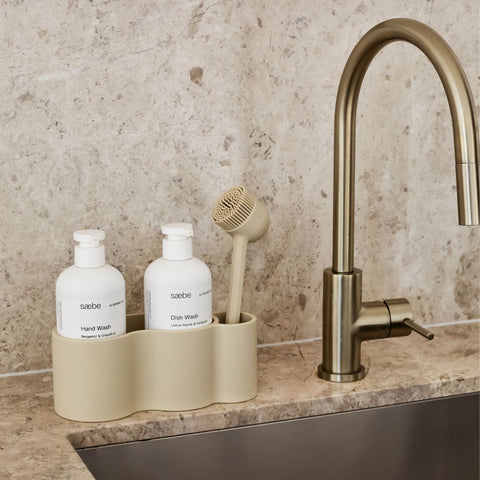 DESIGNSTUFF CURV Shower Caddy, Silicone/Adhesive, Sand