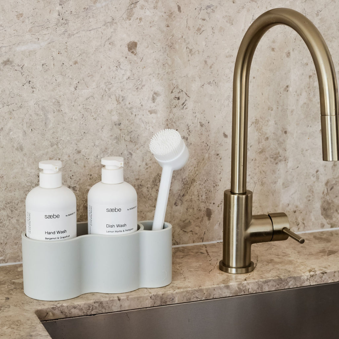 DESIGNSTUFF CURV Shower Caddy, Silicone/Adhesive, Light Grey