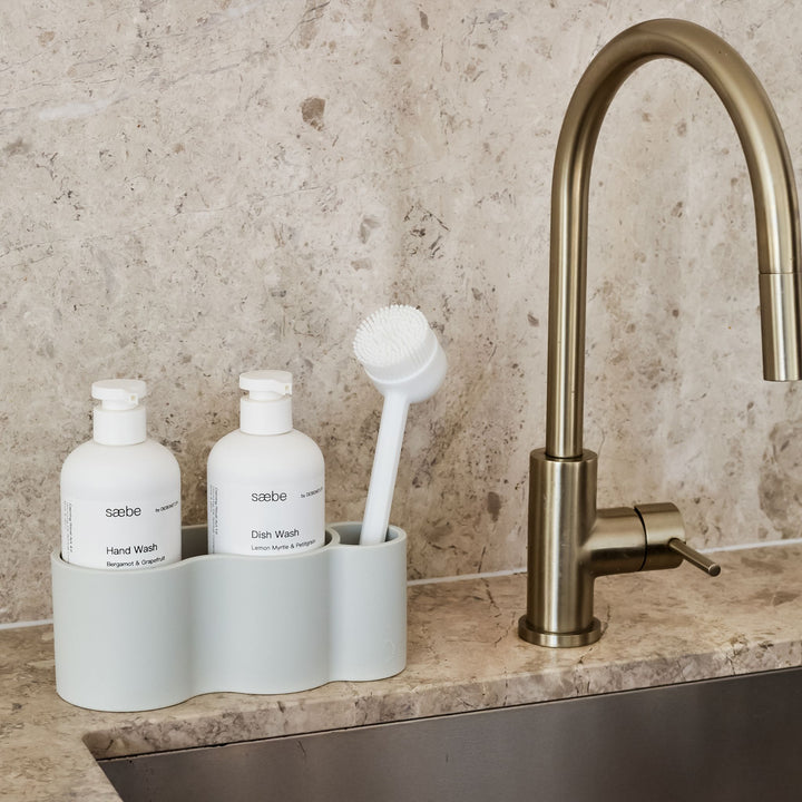 DESIGNSTUFF CURV Shower Caddy, Silicone/Adhesive, Light Grey