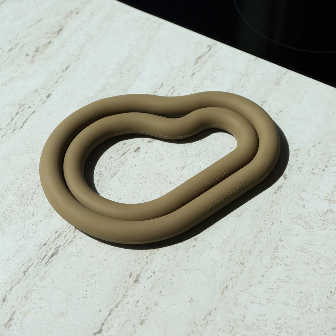 DESIGNSTUFF RUND Curve Silicone Trivet L, Fern