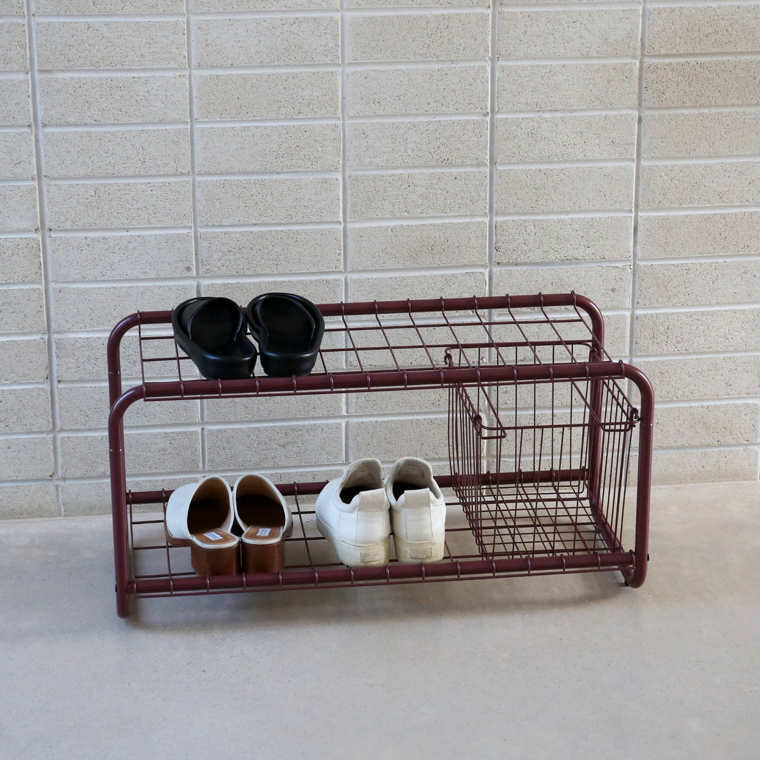 DESIGNSTUFF FORMA Shoe Rack, Burgundy
