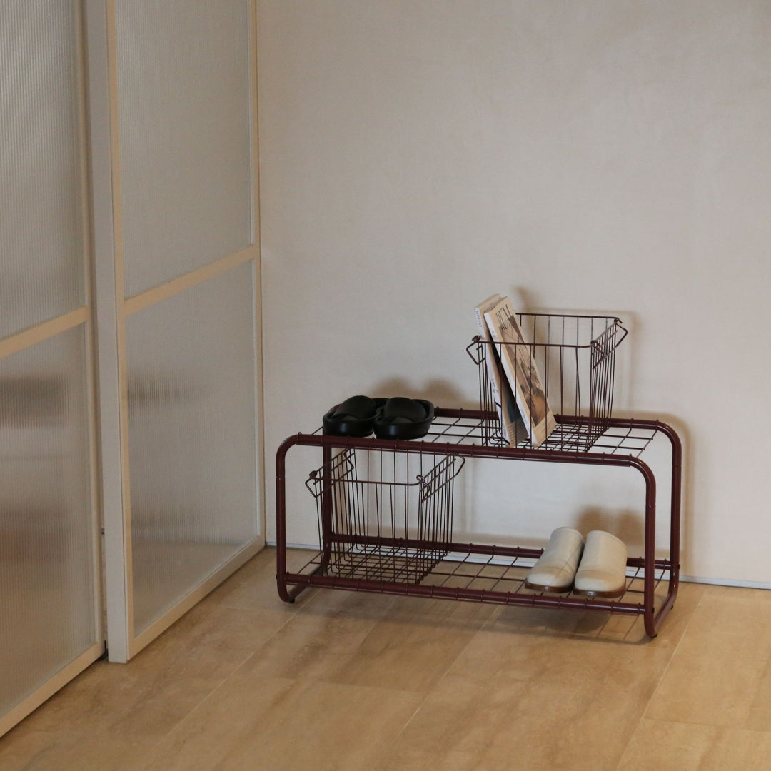 DESIGNSTUFF FORMA Shoe Rack, Burgundy