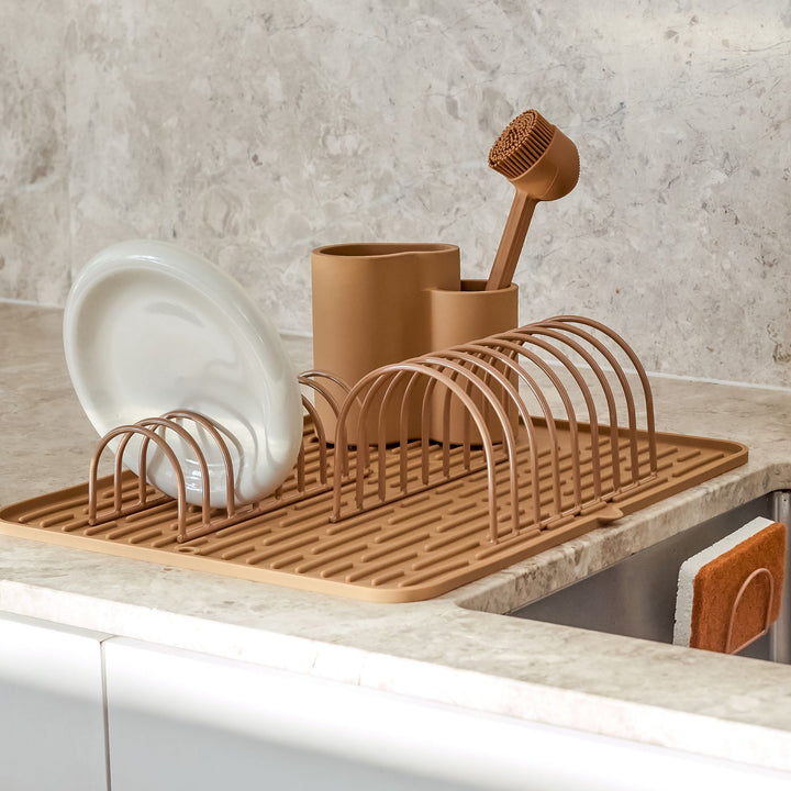 DESIGNSTUFF DRIP Dish Drainer, Camel (Set of 2)