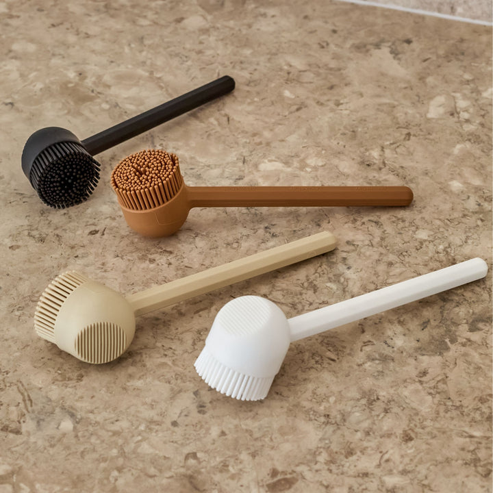 DESIGNSTUFF RUND Dish Brush, Silicone, Camel