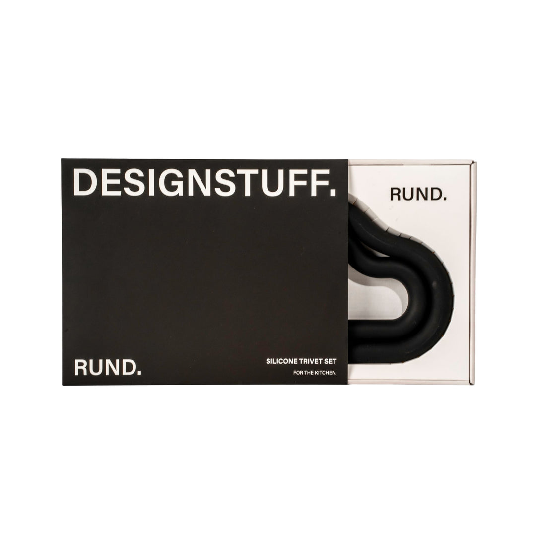 DESIGNSTUFF RUND Curve Trivet Gift Set, Black