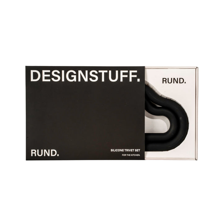 DESIGNSTUFF RUND Curve Trivet Gift Set, Black
