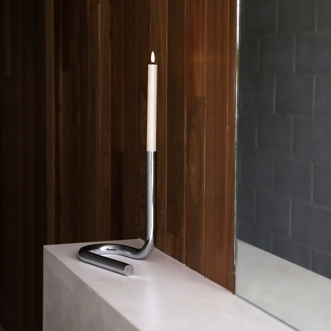 DESIGNSTUFF VIAH Candle Holder, Chrome