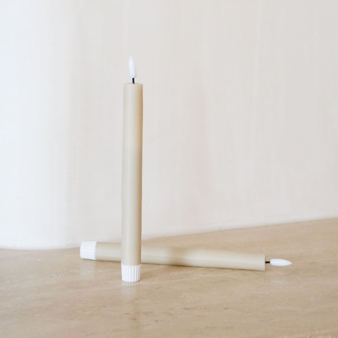 DESIGNSTUFF VIAH LED Candle, Set of 2, Sand