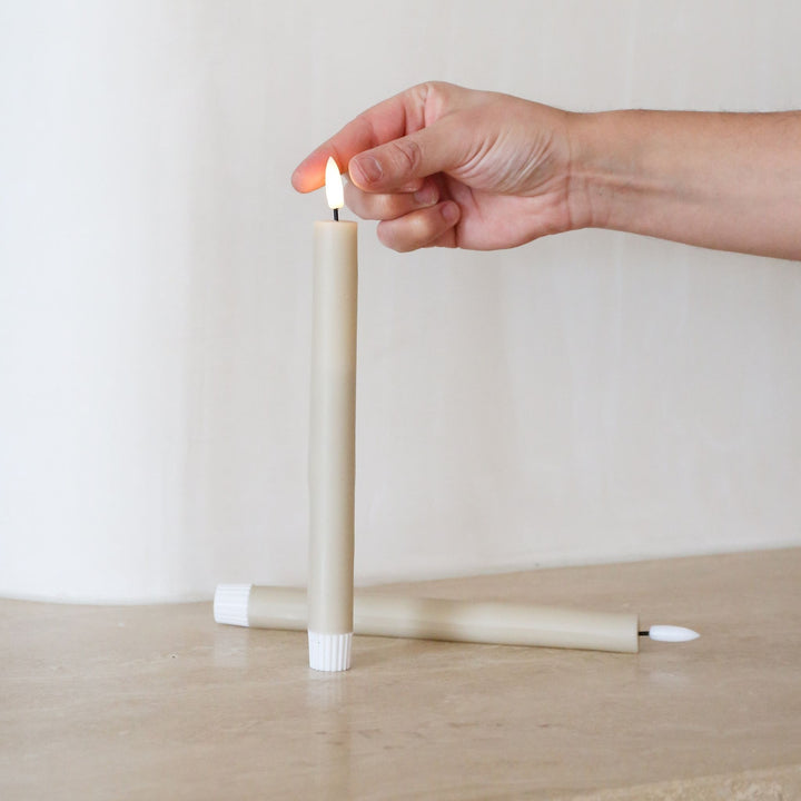 DESIGNSTUFF VIAH LED Candle, Set of 2, Sand