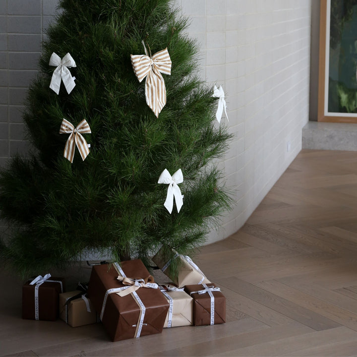 DESIGNSTUFF LUVA Bow w/ Tree Clip, Stripe Cream/Fern