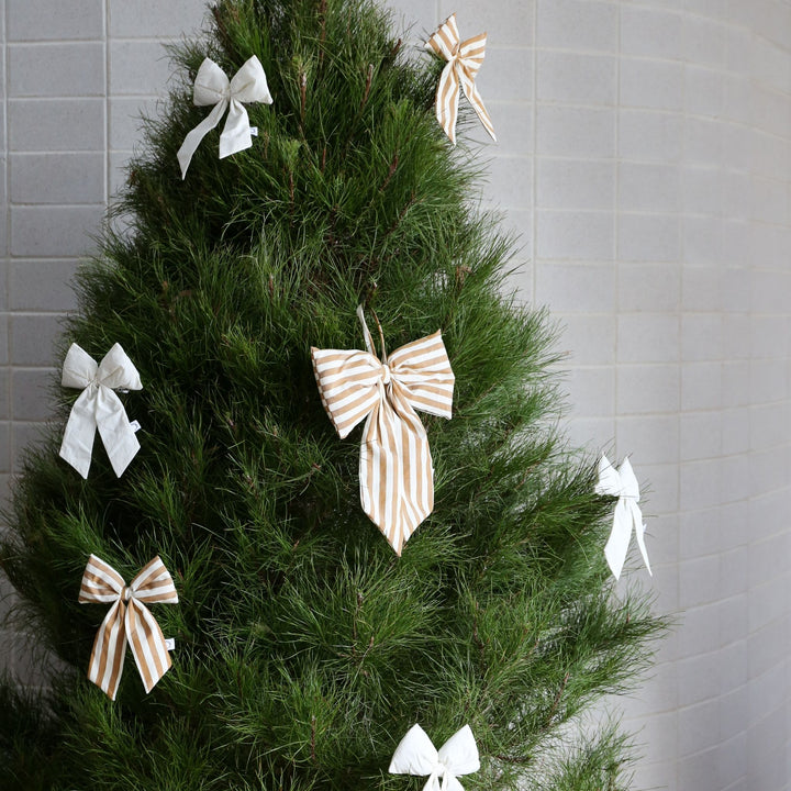 DESIGNSTUFF LUVA Bow w/ Tree Clip, Stripe Cream/Fern