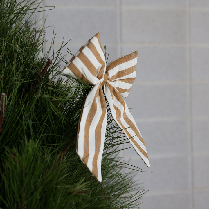DESIGNSTUFF LUVA Bow w/ Tree Clip, Stripe Cream/Fern