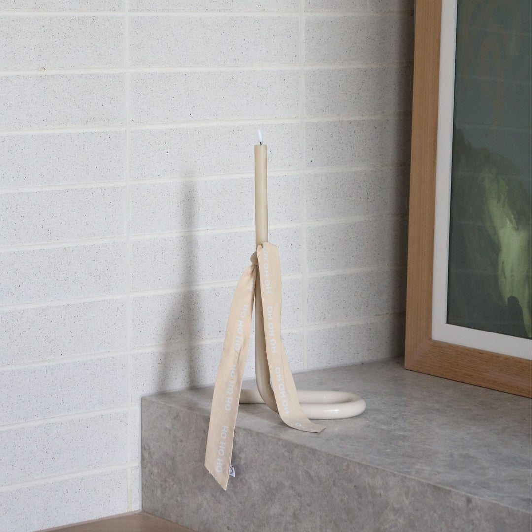 DESIGNSTUFF LUVA Bow w/ Tree Clip, HO HO HO, Cream/White