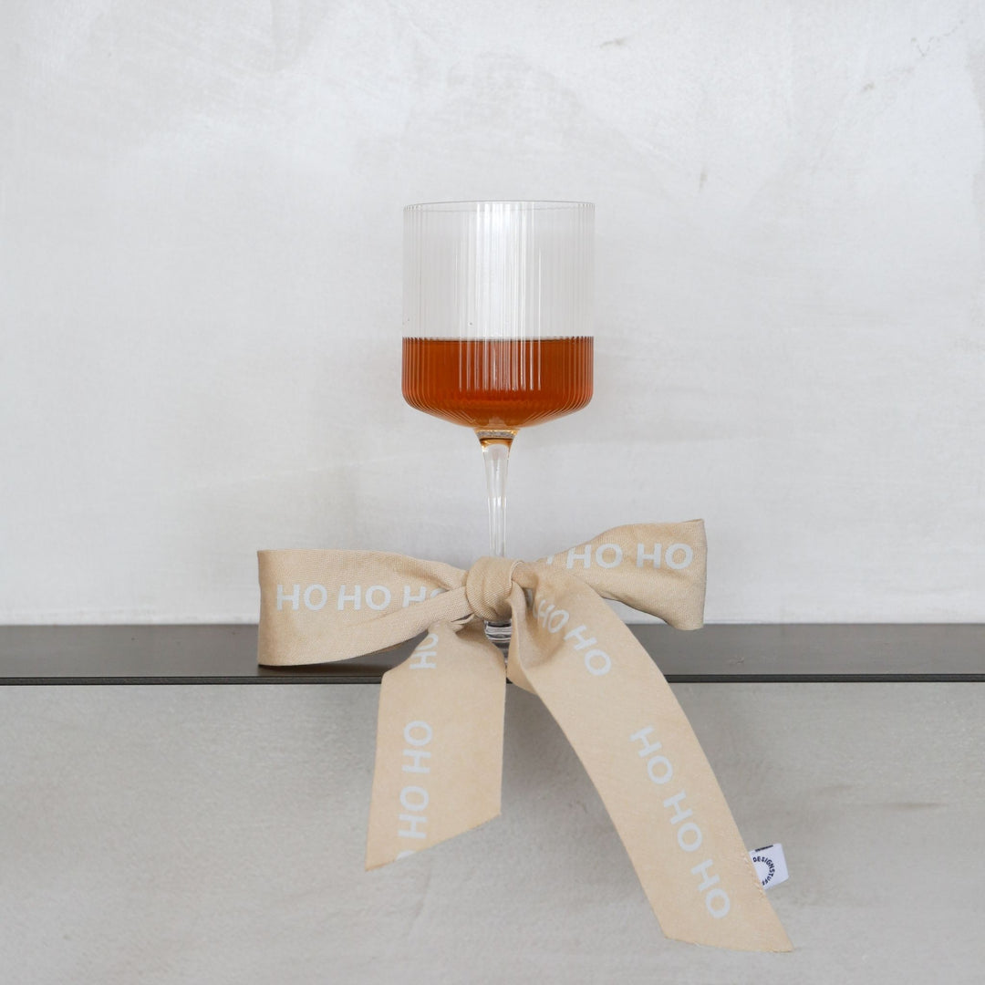 DESIGNSTUFF LUVA Bow w/ Tree Clip, HO HO HO, Cream/White