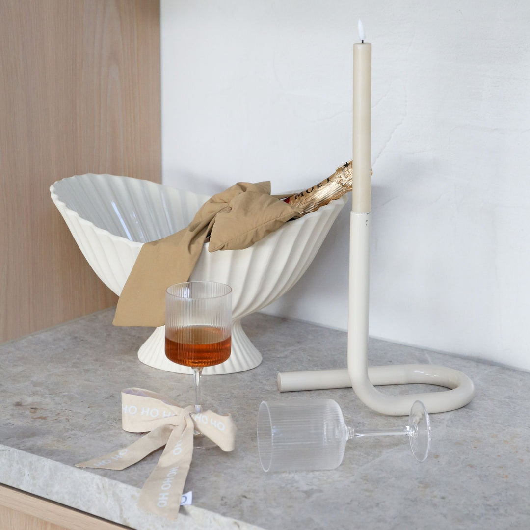 DESIGNSTUFF LUVA Bow w/ Tree Clip, HO HO HO, Cream/White