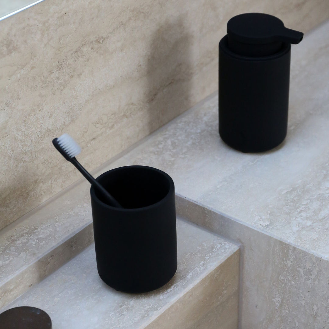 DESIGNSTUFF ARC Tumbler/Toothbrush Holder, Black