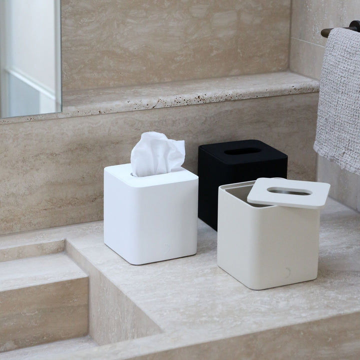 DESIGNSTUFF ARC Square Tissue Box, White