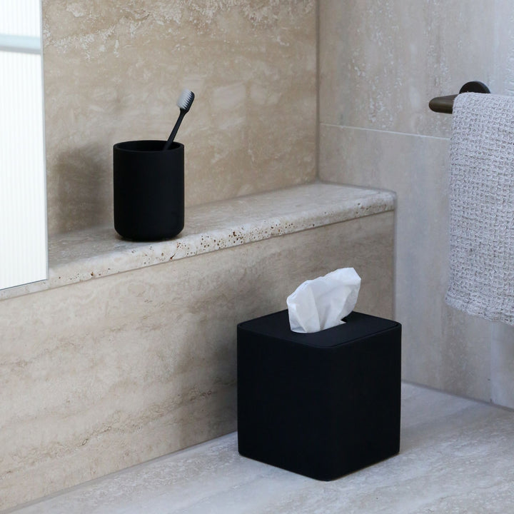 DESIGNSTUFF ARC Square Tissue Box, Black