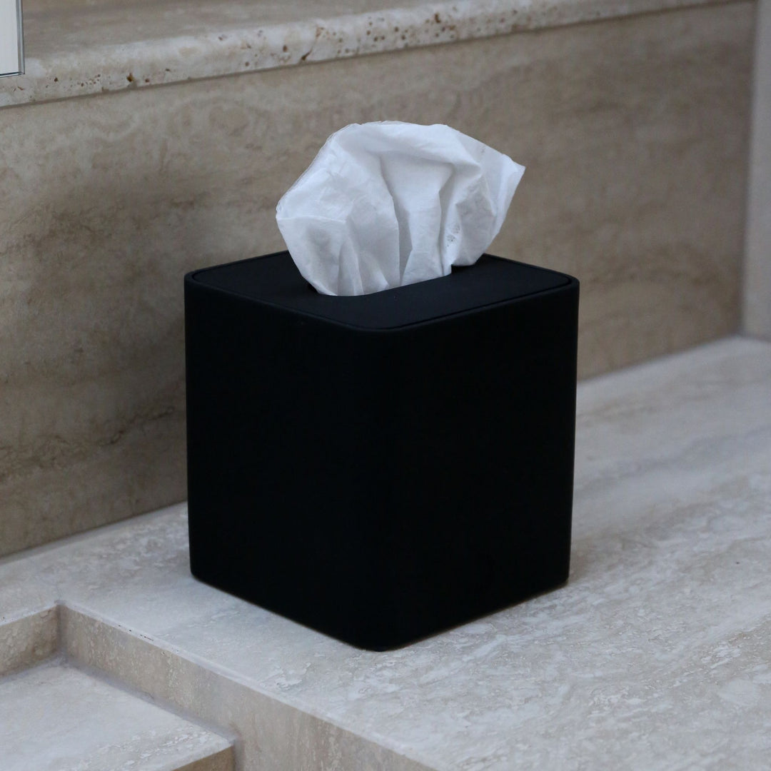 DESIGNSTUFF ARC Square Tissue Box, Black