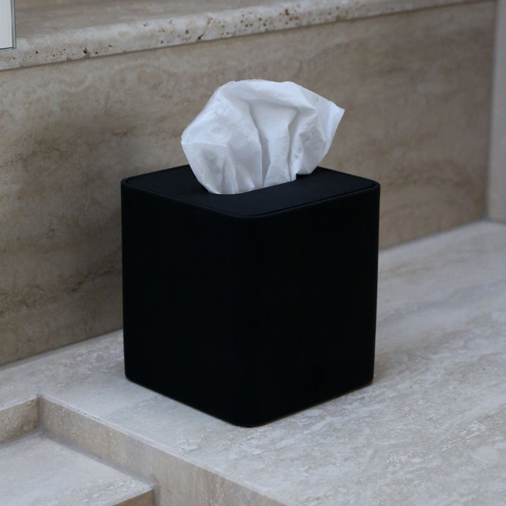 DESIGNSTUFF ARC Square Tissue Box, Black