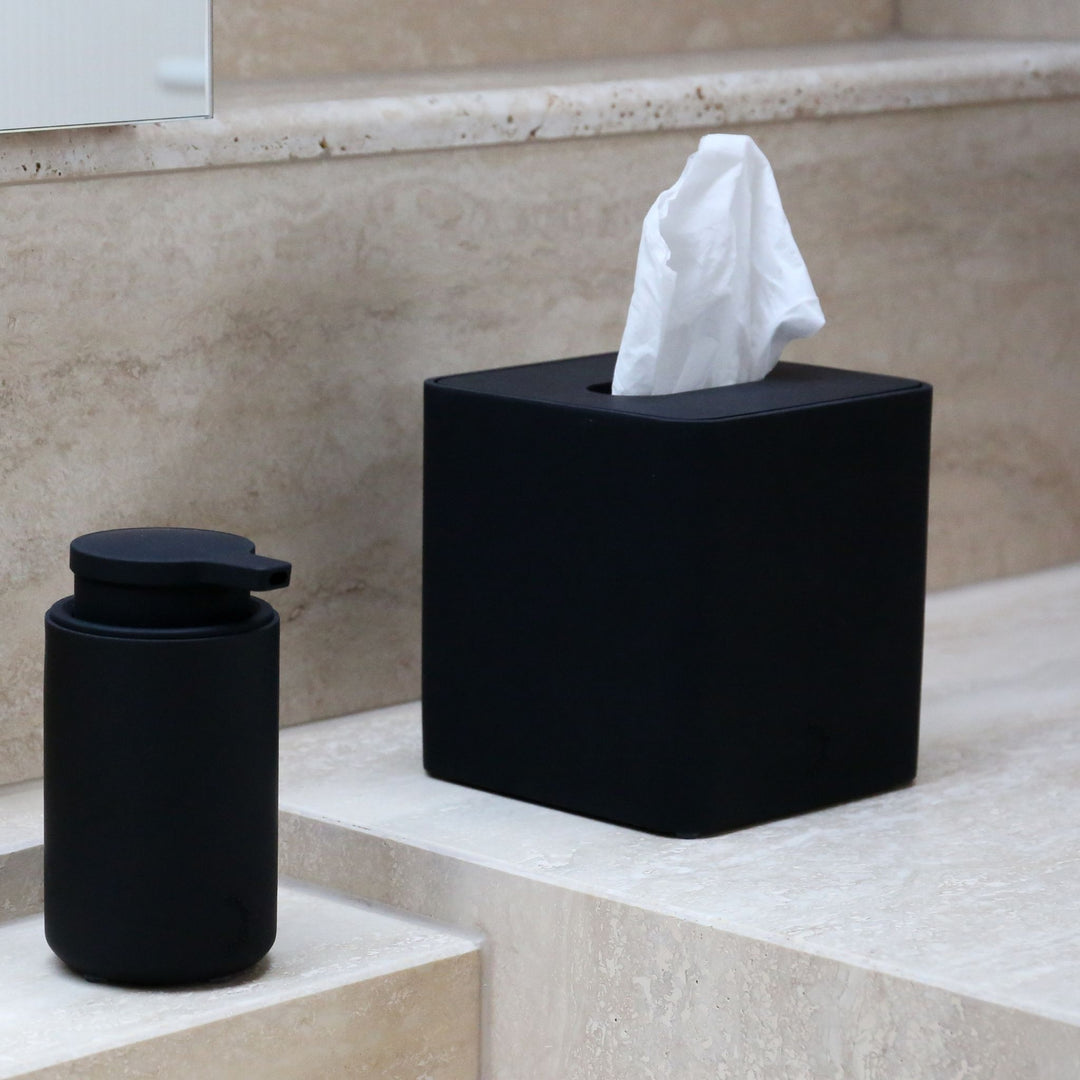 DESIGNSTUFF ARC Square Tissue Box, Black