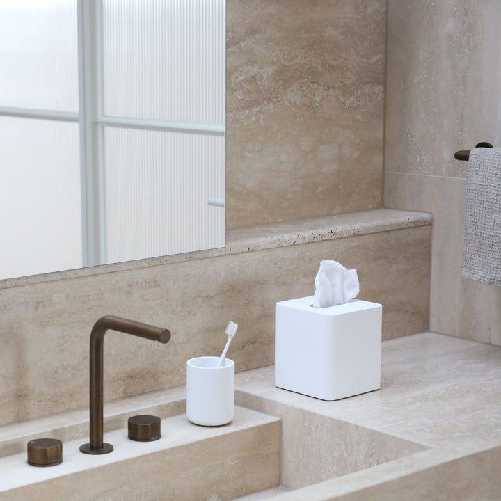 DESIGNSTUFF ARC Square Tissue Box, White