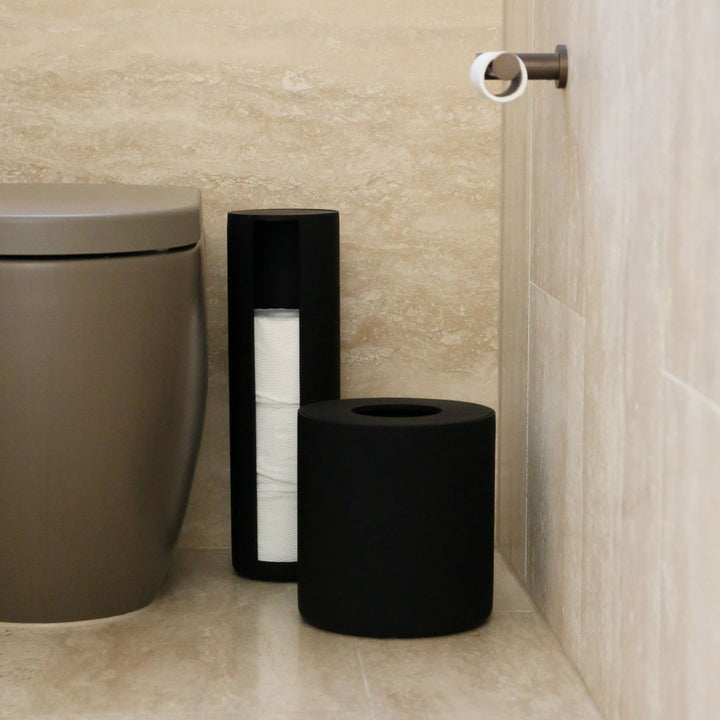 DESIGNSTUFF ARC Toilet Paper Storage Holder, Black
