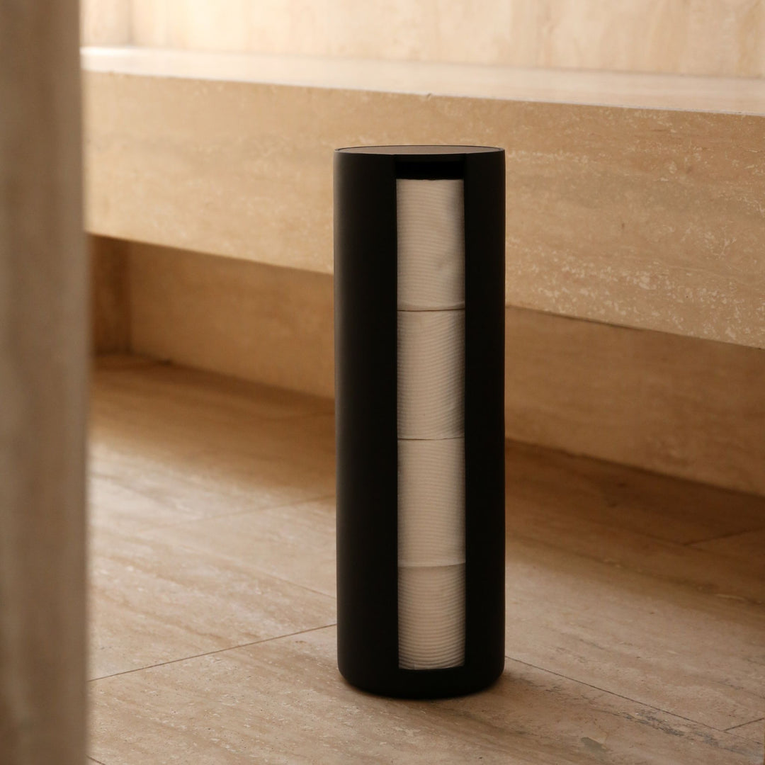 DESIGNSTUFF ARC Toilet Paper Storage Holder, Black