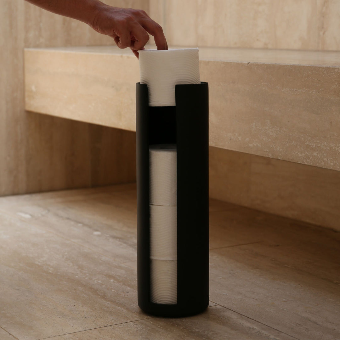 DESIGNSTUFF ARC Toilet Paper Storage Holder, Black