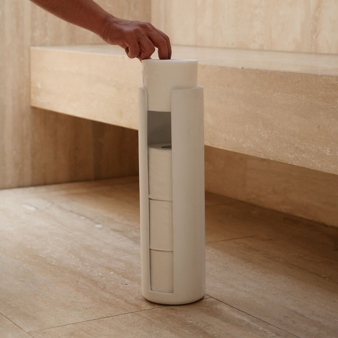 DESIGNSTUFF ARC Toilet Paper Storage Holder, White