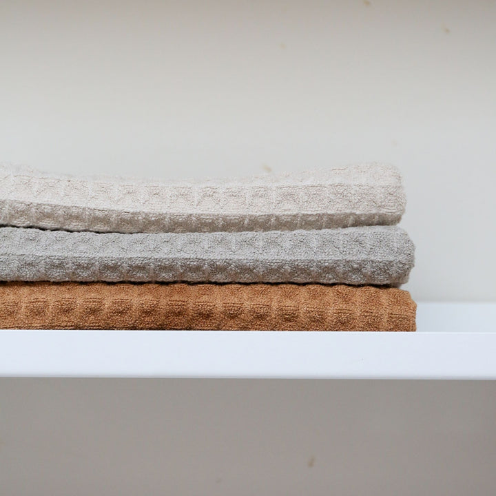 ENKEL STUDIO Wipe Dishcloth, Waffle Microfibre, Sand/Caramel/Light Grey (Set of 3)