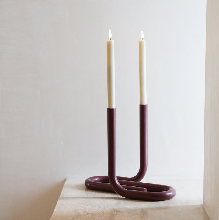DESIGNSTUFF VIAH Candle Holder, Burgundy