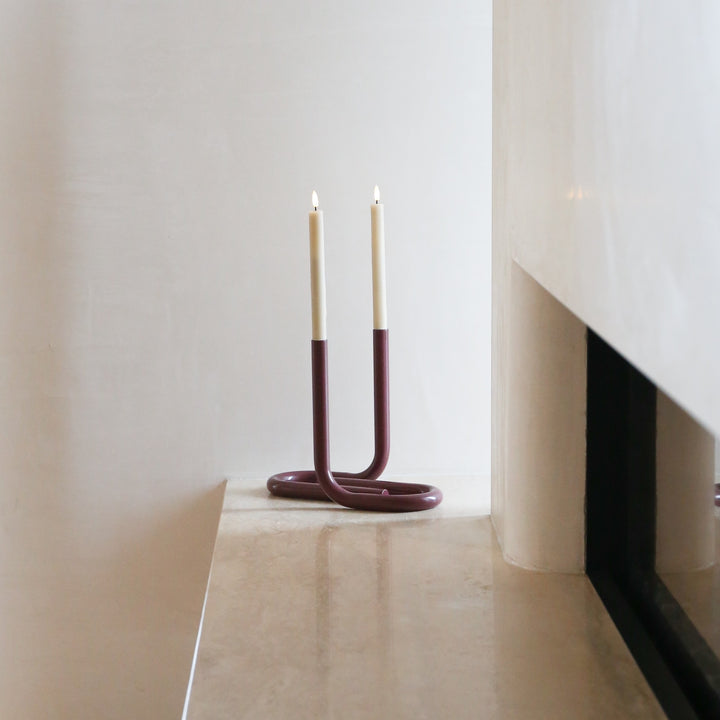 DESIGNSTUFF VIAH Candle Holder, Burgundy