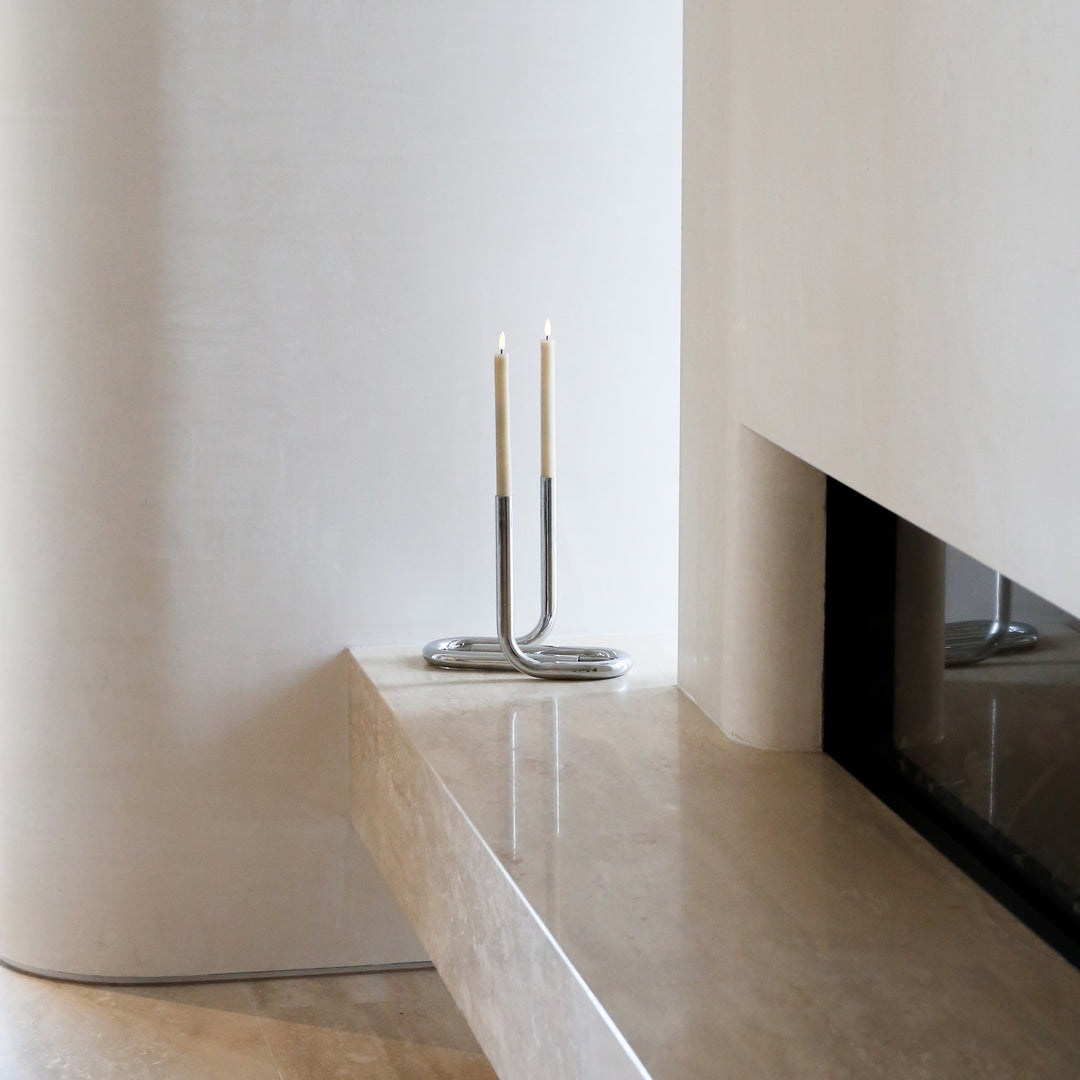 DESIGNSTUFF VIAH Candle Holder, Chrome