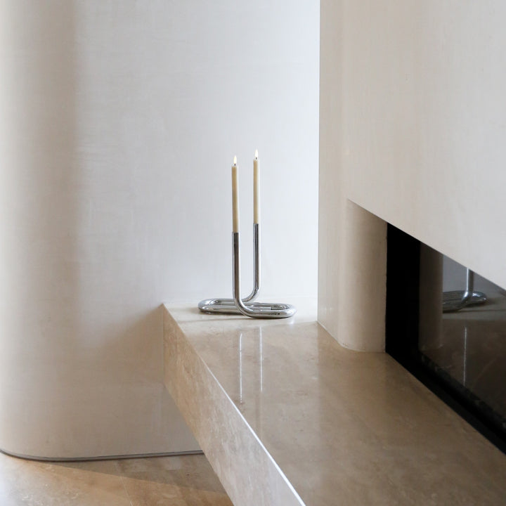 DESIGNSTUFF VIAH Candle Holder, Chrome
