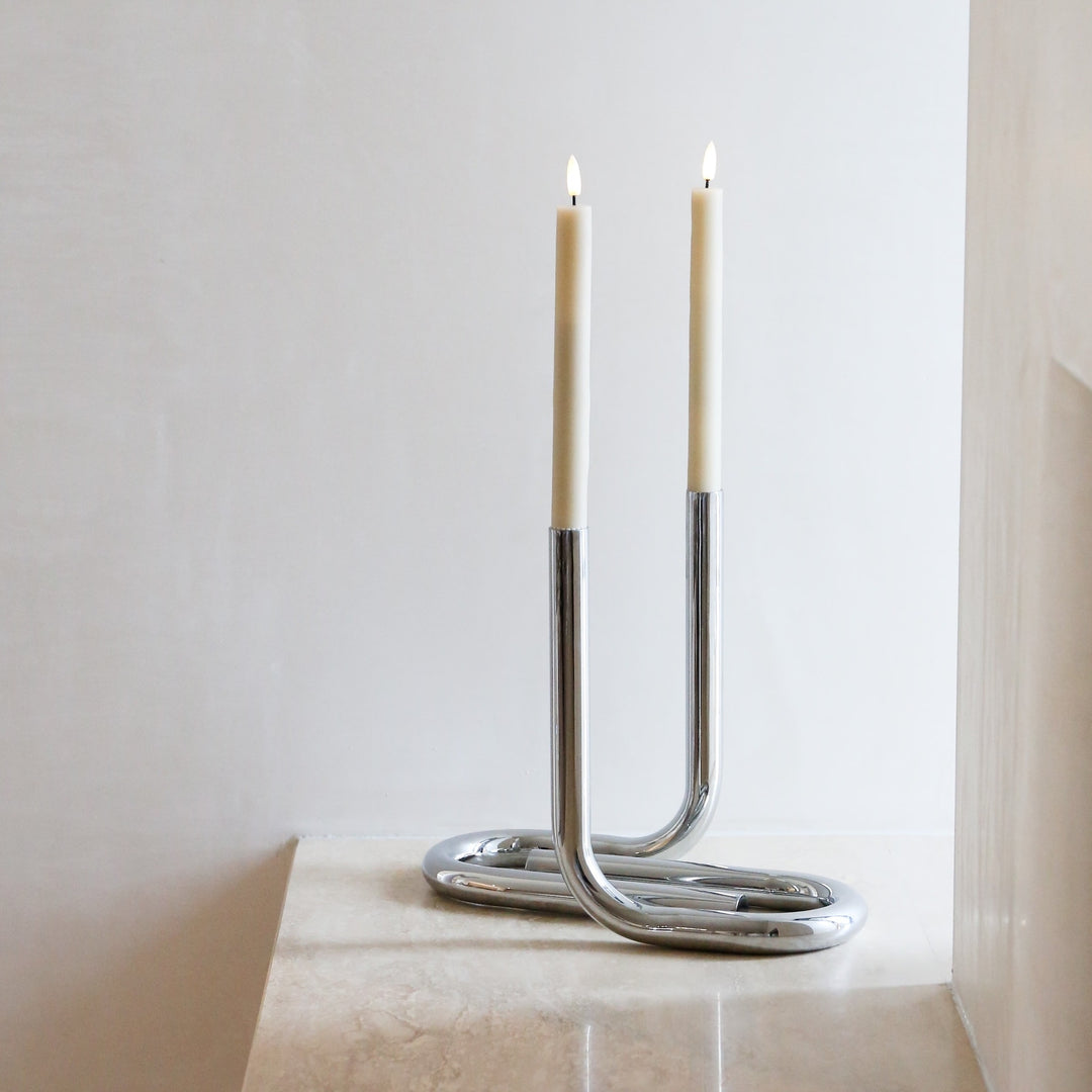 DESIGNSTUFF VIAH Candle Holder, Chrome