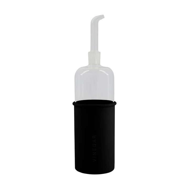 DESIGNSTUFF RUND Bottle for Vinegar, Glass/Silicone, 700ml, Black
