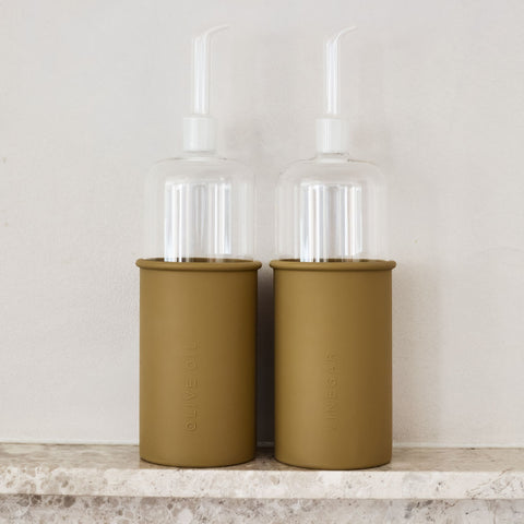 DESIGNSTUFF RUND Oil & Vinegar Bottle Gift Set, 700 ml, Fern